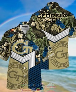Georgia Tech Yellow Jackets NCAA Tropical Hawaiian Shirt and Shorts - Perfect For Sports Enthusiasts 