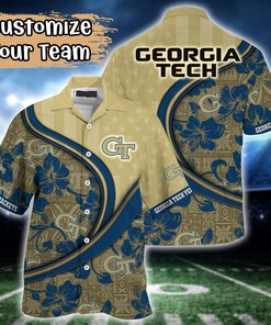 Georgia Tech Yellow Jackets NCAA US Flag Flower Hawaii Shirt For Fans