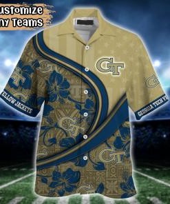 Georgia Tech Yellow Jackets NCAA US Flag Flower Hawaii Shirt For Fans