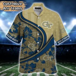 Georgia Tech Yellow Jackets NCAA US Flag Flower Hawaii Shirt For Fans