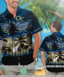 Georgia Tech Yellow Jackets Tropical Aloha Hawaiian Shirt and Shorts - Great Pair For Summer