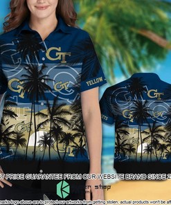 Georgia Tech Yellow Jackets Tropical Aloha Hawaiian Shirt and Shorts - Great Pair For Summer 