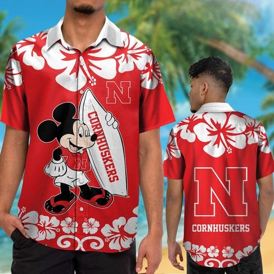 Get Festive with Mickey Mouse Nebraska Cornhuskers Hawaiian Shirt and Short