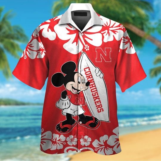 Get Festive with Mickey Mouse Nebraska Cornhuskers Hawaiian Shirt and Short