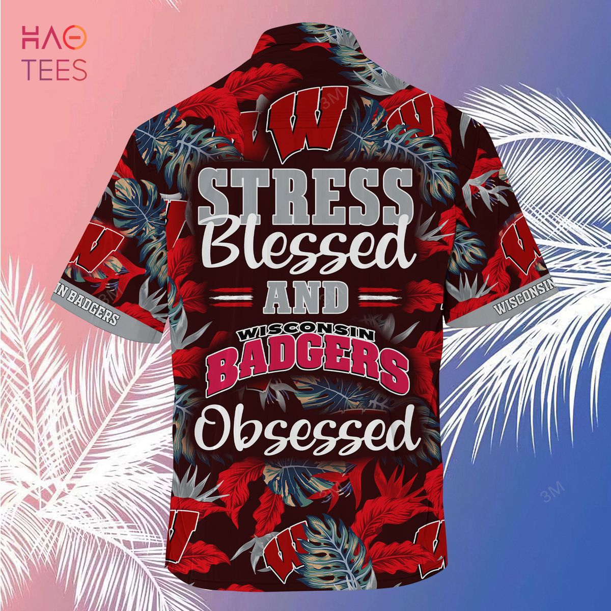 Get Stress Blessed Obsessed with Wisconsin Badgers Summer Hawaiian Shirt and Shorts.