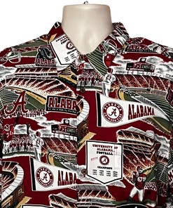 Go Bold with Reyn Spooner Alabama Crimson Tide Rayon Short Sleeve Button Shirt Hawaiian XL