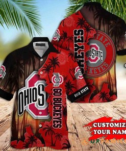 Go Buckeyes Palm Tree Custom Hawaiian Shirts - Ohio State Hawaiian Shirt