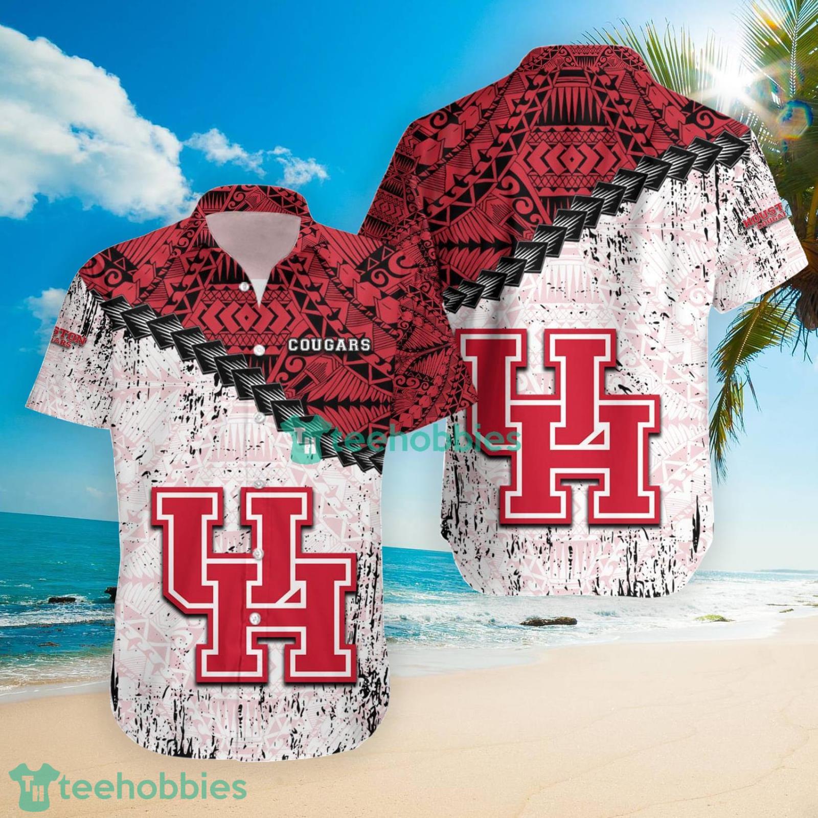 Grunge Polynesian Tattoo NCAA Houston Cougars Hawaiian Shirt for Men