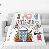 Hand Drawn Firefighter Doodle Throw Blanket - Soft Lightweight Fleece