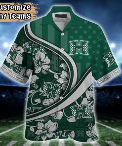 Hawaii Rainbow Warriors NCAA US Flag Flower Hawaii Shirt For Fans