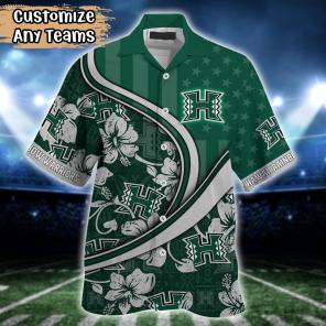 Hawaii Rainbow Warriors NCAA US Flag Flower Hawaii Shirt For Fans