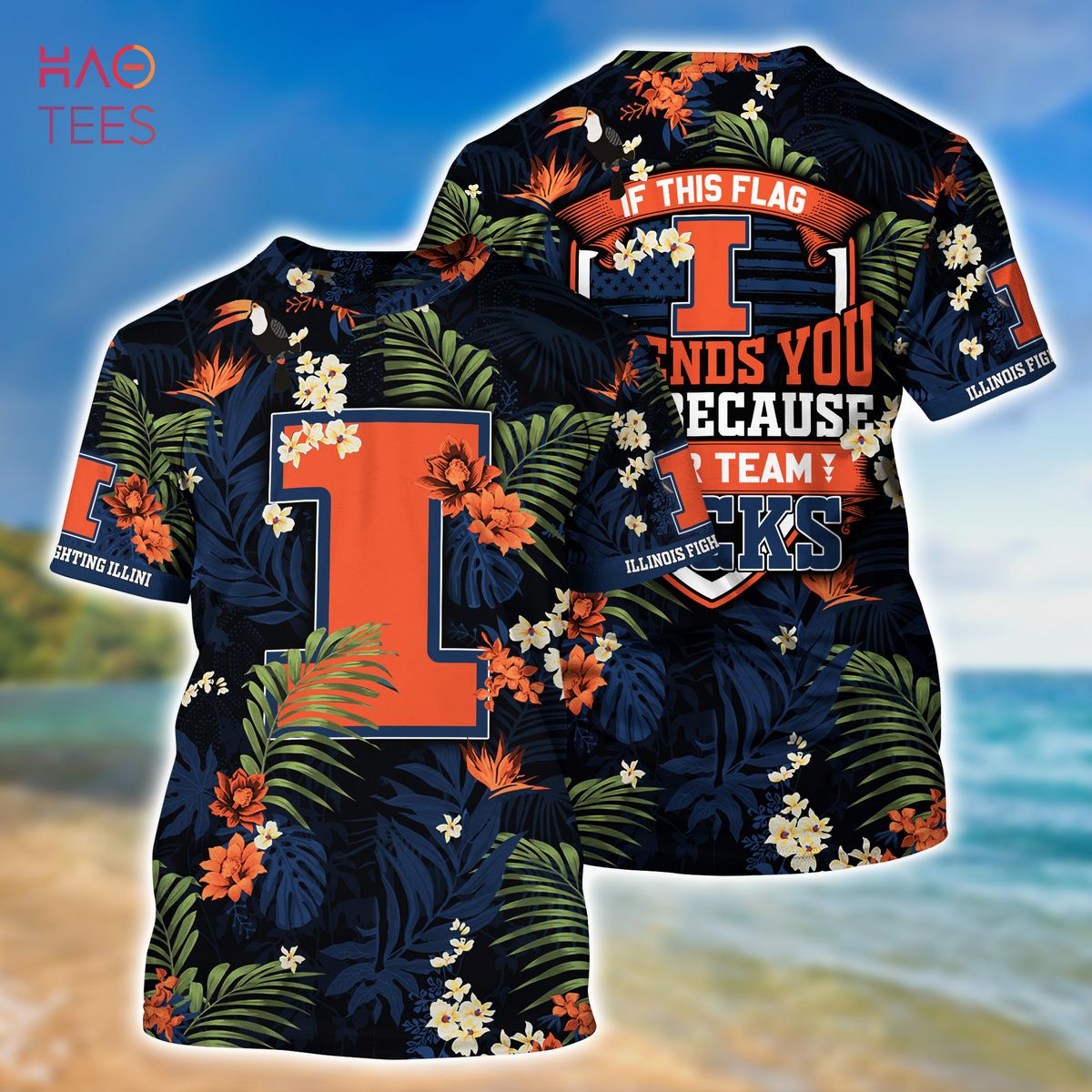 Hawaiian Illinois Fighting Illini Shirt & Shorts - Tropical Patterns for Fans