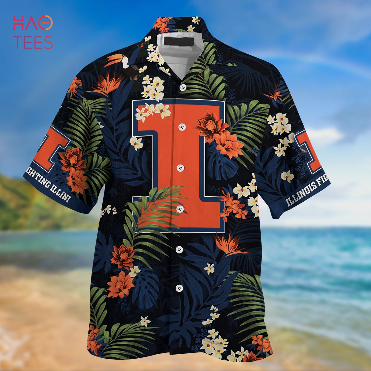 Hawaiian Illinois Fighting Illini Shirt & Shorts - Tropical Patterns for Fans