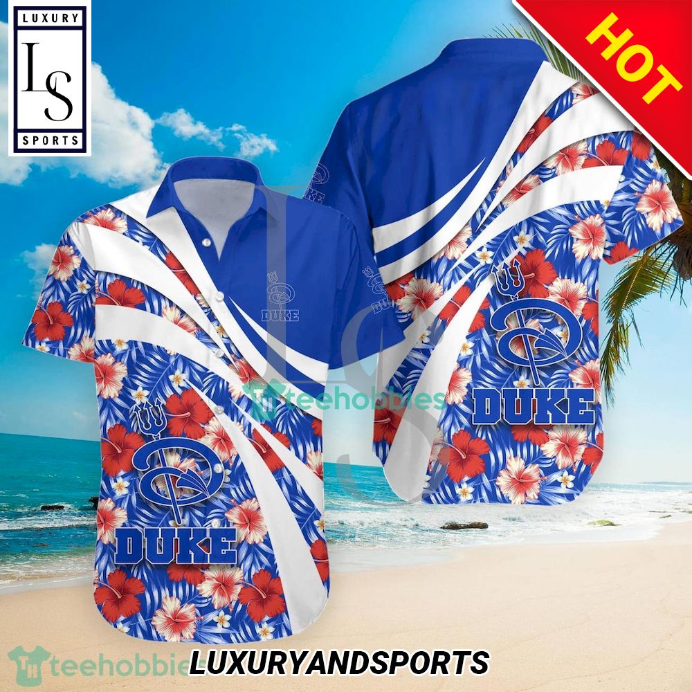 Hibiscus Tropical Flower Duke Blue Devils NCAA Hawaiian Shirt