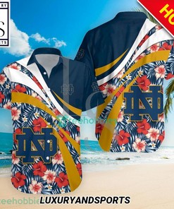 Hibiscus Tropical Flower NCAA Notre Dame Fighting Irish Hawaiian Shirt for Fans
