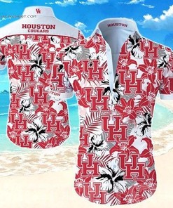 High-Quality Houston Cougars Floral Pattern Hawaiian Shirt and Shorts for Men 