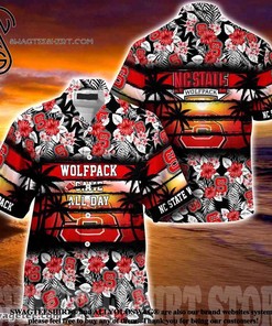 High-Quality NC State Wolfpack Hibiscus Pattern Hawaiian Shirt for Sports Fans