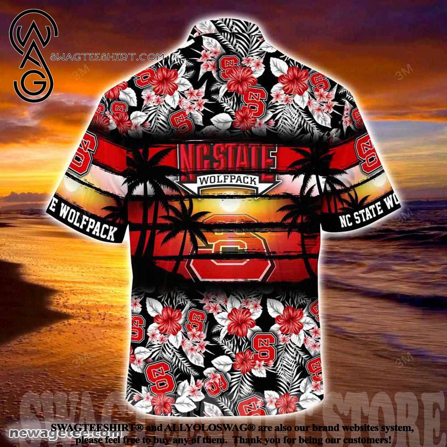 High-Quality NC State Wolfpack Hibiscus Pattern Hawaiian Shirt for Sports Fans