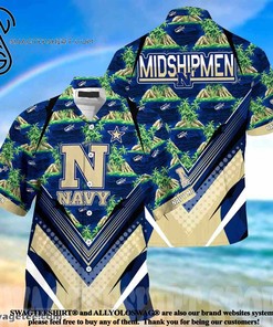 High-Quality Navy Midshipmen Summer Beach Hawaiian Shirt for Sports Fans