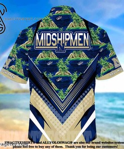 High-Quality Navy Midshipmen Summer Beach Hawaiian Shirt for Sports Fans
