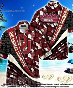 High-Quality Oklahoma Sooners Hawaiian Shirt with Tropical Flower Pattern - Perfect for the Beach