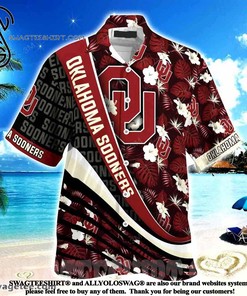 High-Quality Oklahoma Sooners Hawaiian Shirt with Tropical Flower Pattern - Perfect for the Beach