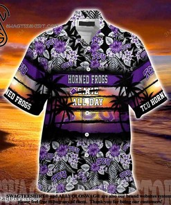 High-Quality TCU Horned Frogs Hibiscus Pattern Hawaiian Shirt for Sports Fans