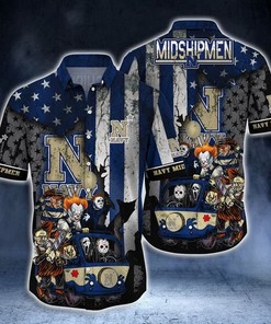 Horror Movies Navy Midshipmen Hawaiian Shirt - Trending Hawaiian Shirt for Men who Love Horror Movies