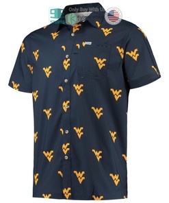 Hot Summer Look: West Virginia Mountaineers Navy Columbia Super Slack Tide Hawaii Shirt