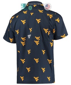 Hot Summer Look: West Virginia Mountaineers Navy Columbia Super Slack Tide Hawaii Shirt
