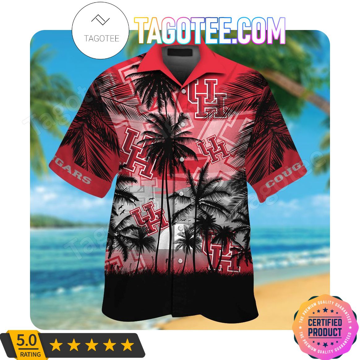 Houston Cougars Aloha Hawaii Shirt and Beach Short Set - Perfect for Any Day