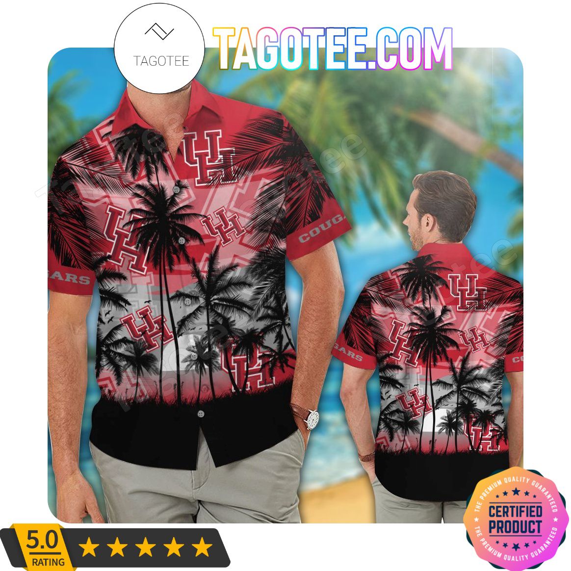 Houston Cougars Aloha Hawaii Shirt and Beach Short Set - Perfect for Any Day