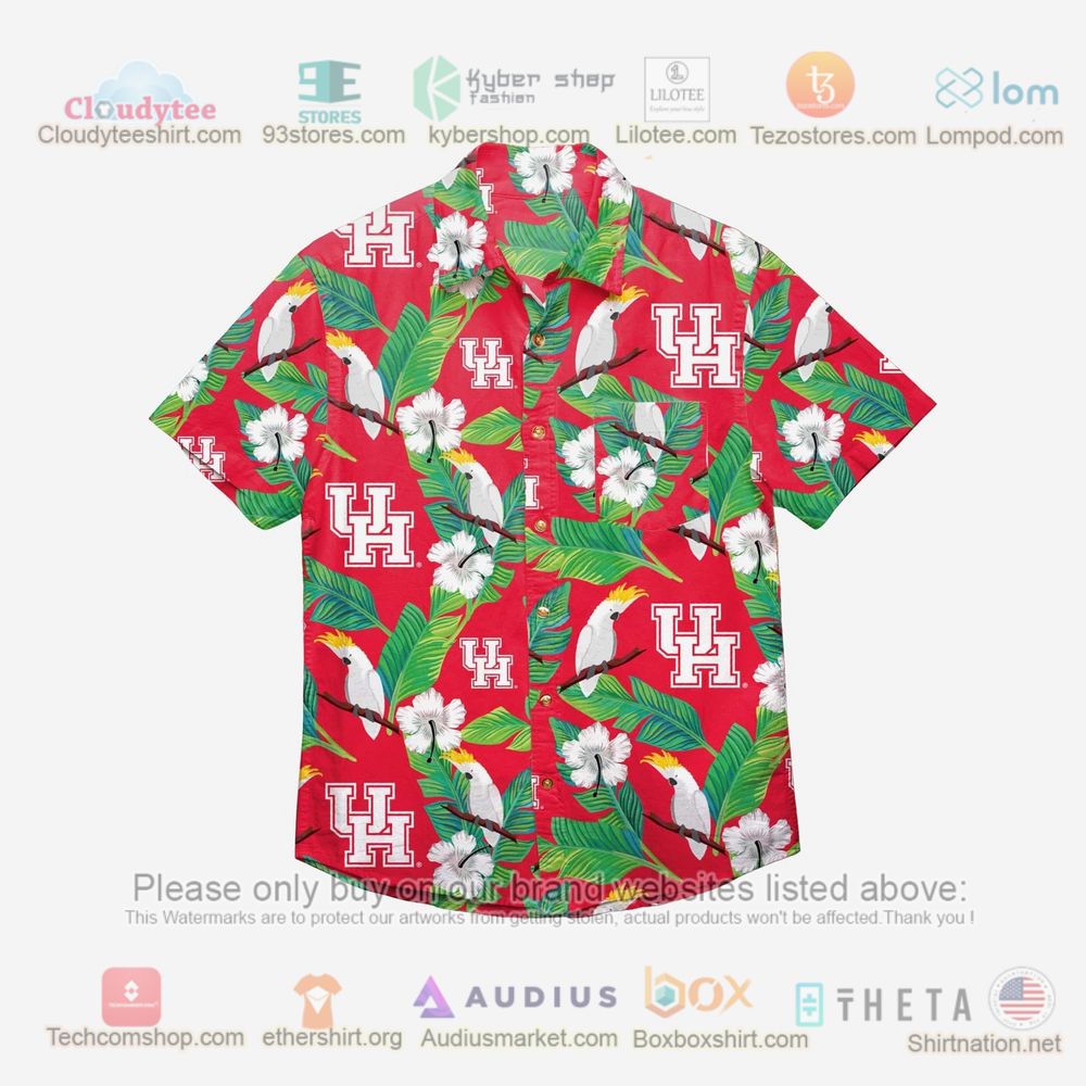 Houston Cougars Floral Button Up Hawaiian Shirt - Trendy and Stylish