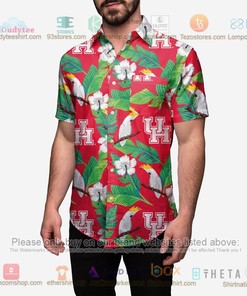 Houston Cougars Floral Button Up Hawaiian Shirt - Trendy and Stylish