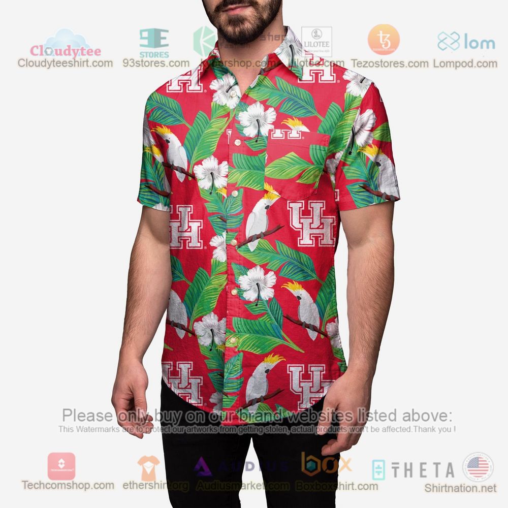 Houston Cougars Floral Button Up Hawaiian Shirt - Trendy and Stylish