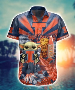 Illinois Fighting Illini Baby Yoda NCAA Hawaiian Shirt and Shorts - Must-Have For Fans
