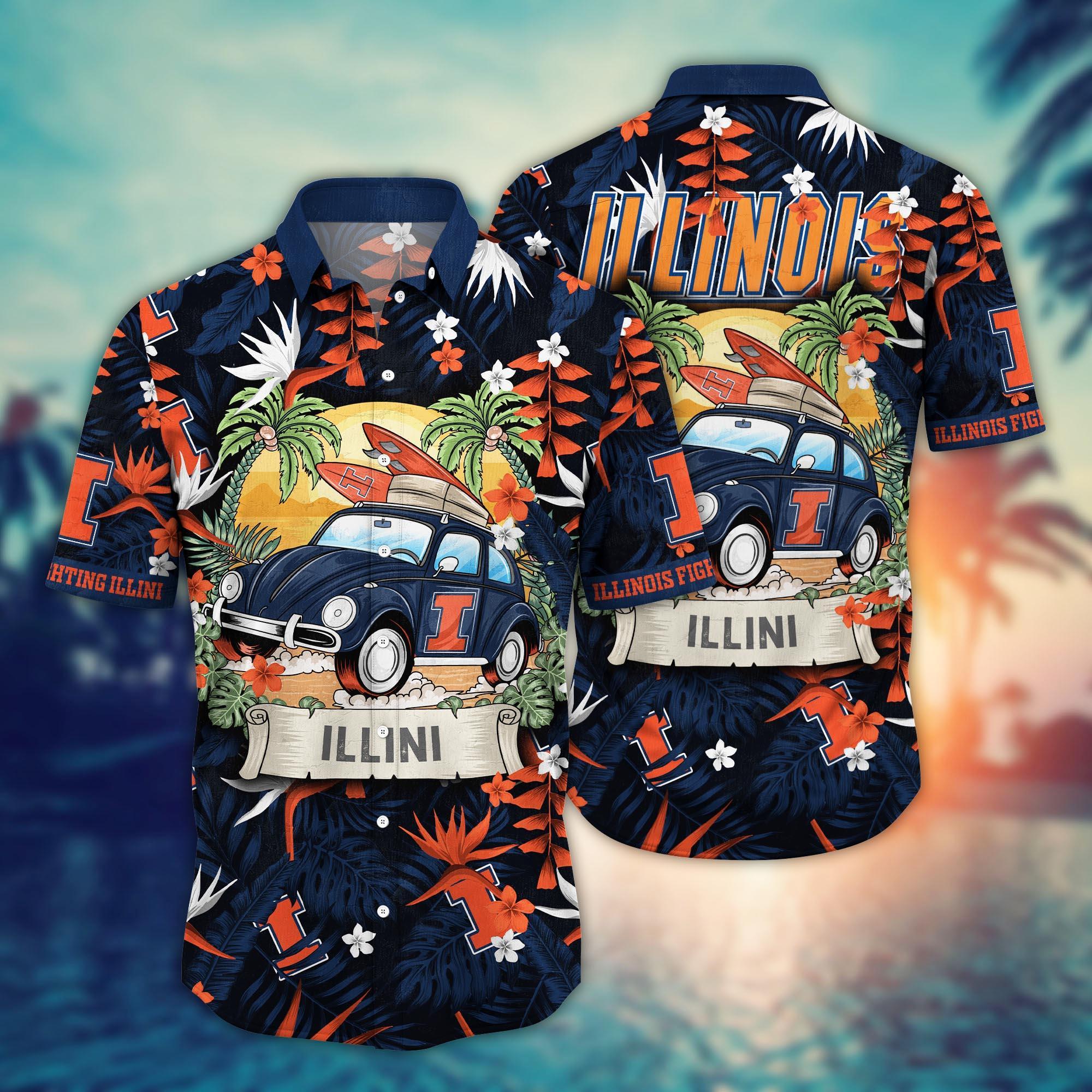 Illinois Fighting Illini NCAA Flower Hawaii Shirt For Fans Ver 1
