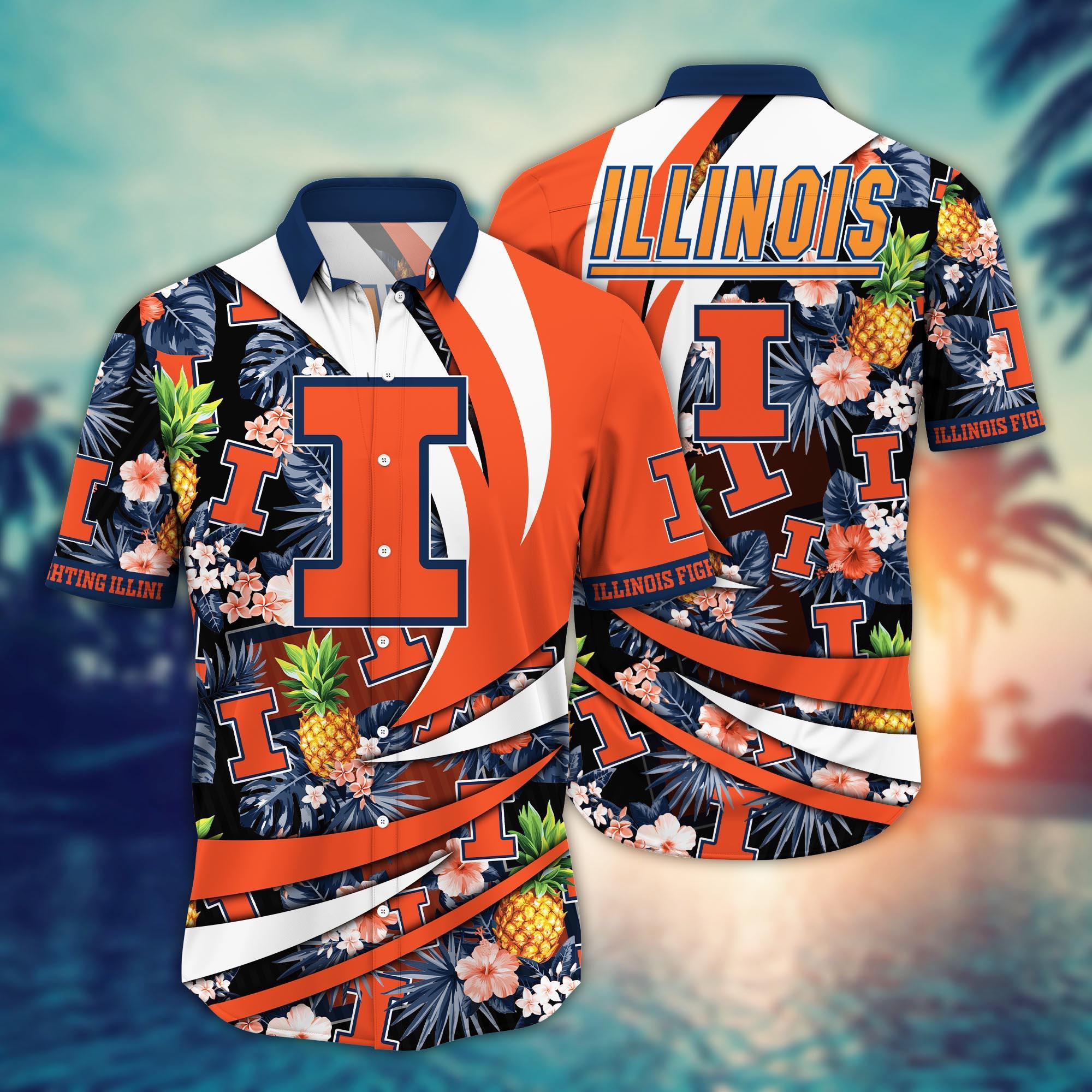 Illinois Fighting Illini NCAA Flower Hawaii Shirt For Fans Ver 17