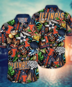 Illinois Fighting Illini NCAA Flower Hawaii Shirt For Fans Ver 18