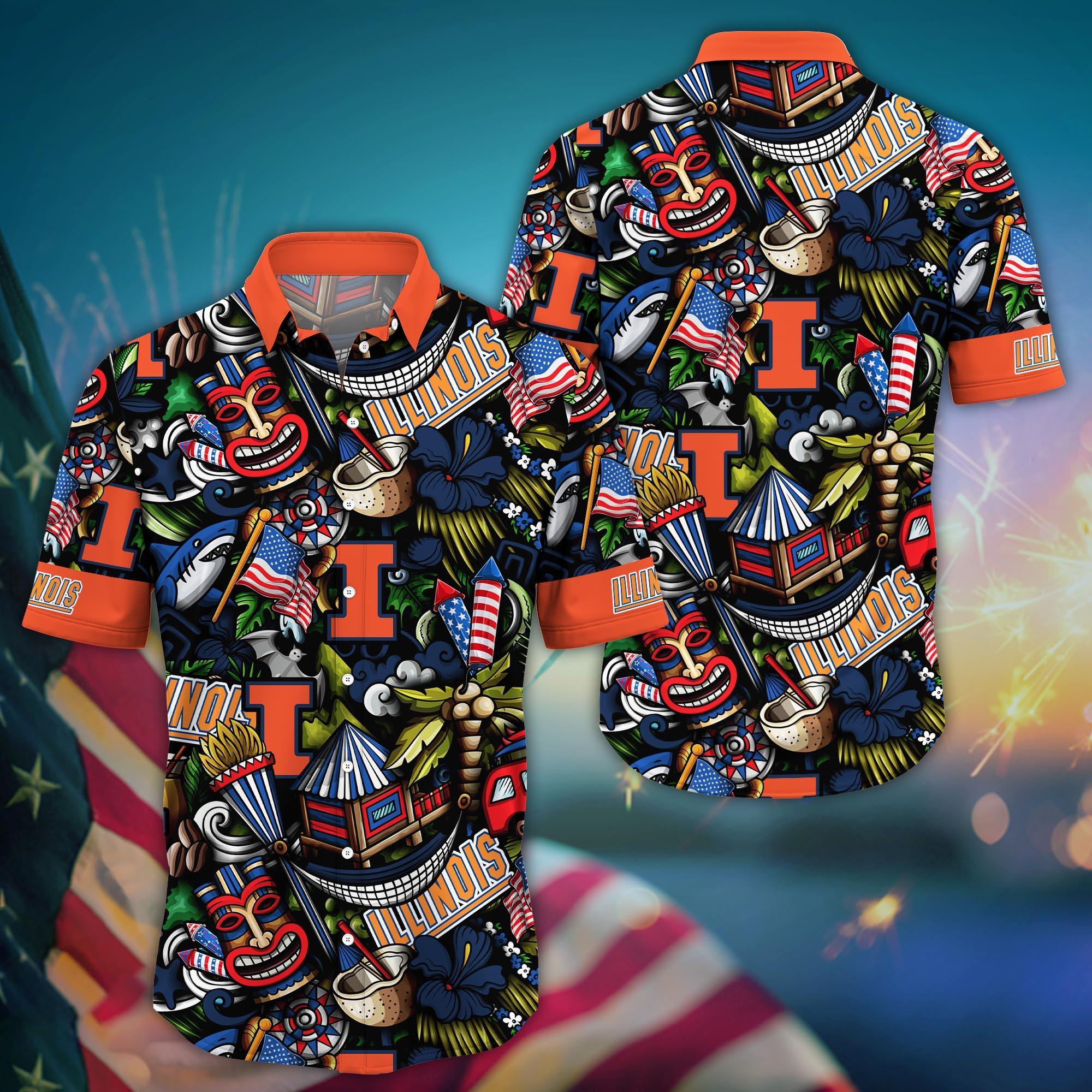 Illinois Fighting Illini NCAA Flower Hawaii Shirt For Fans Ver 24