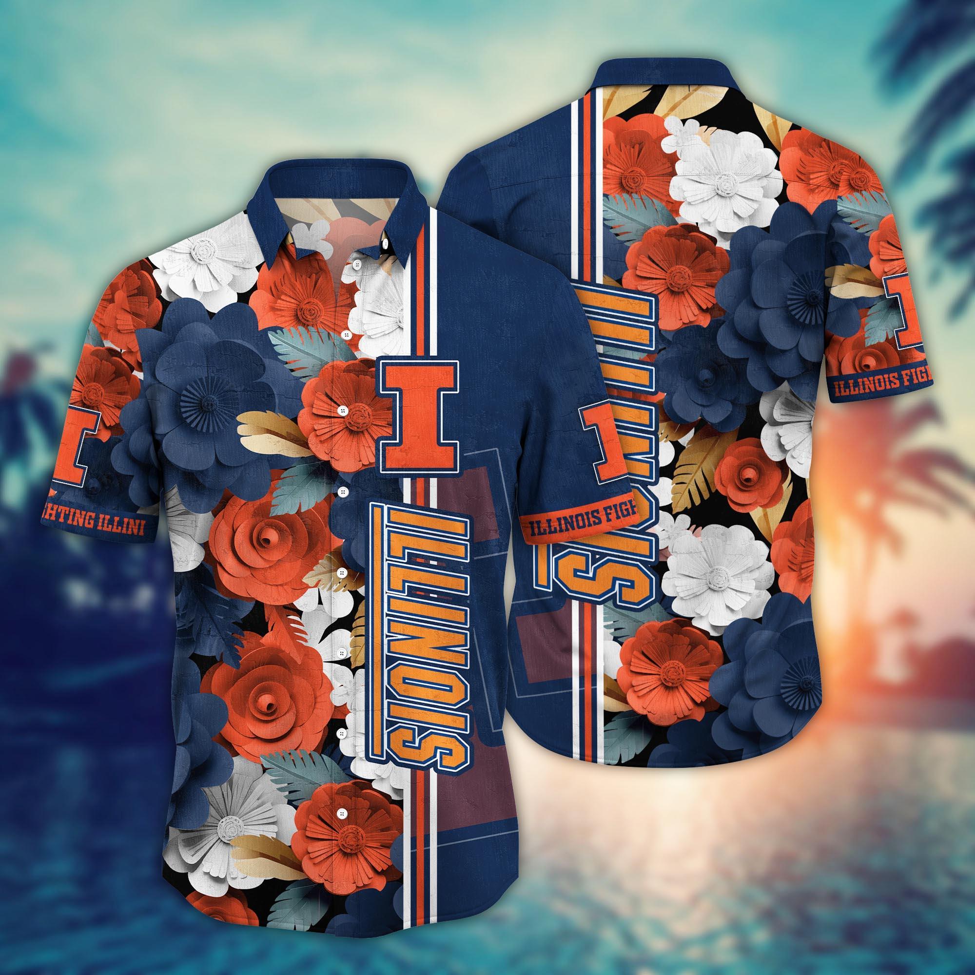 Illinois Fighting Illini NCAA Flower Hawaii Shirt For Fans Ver 25