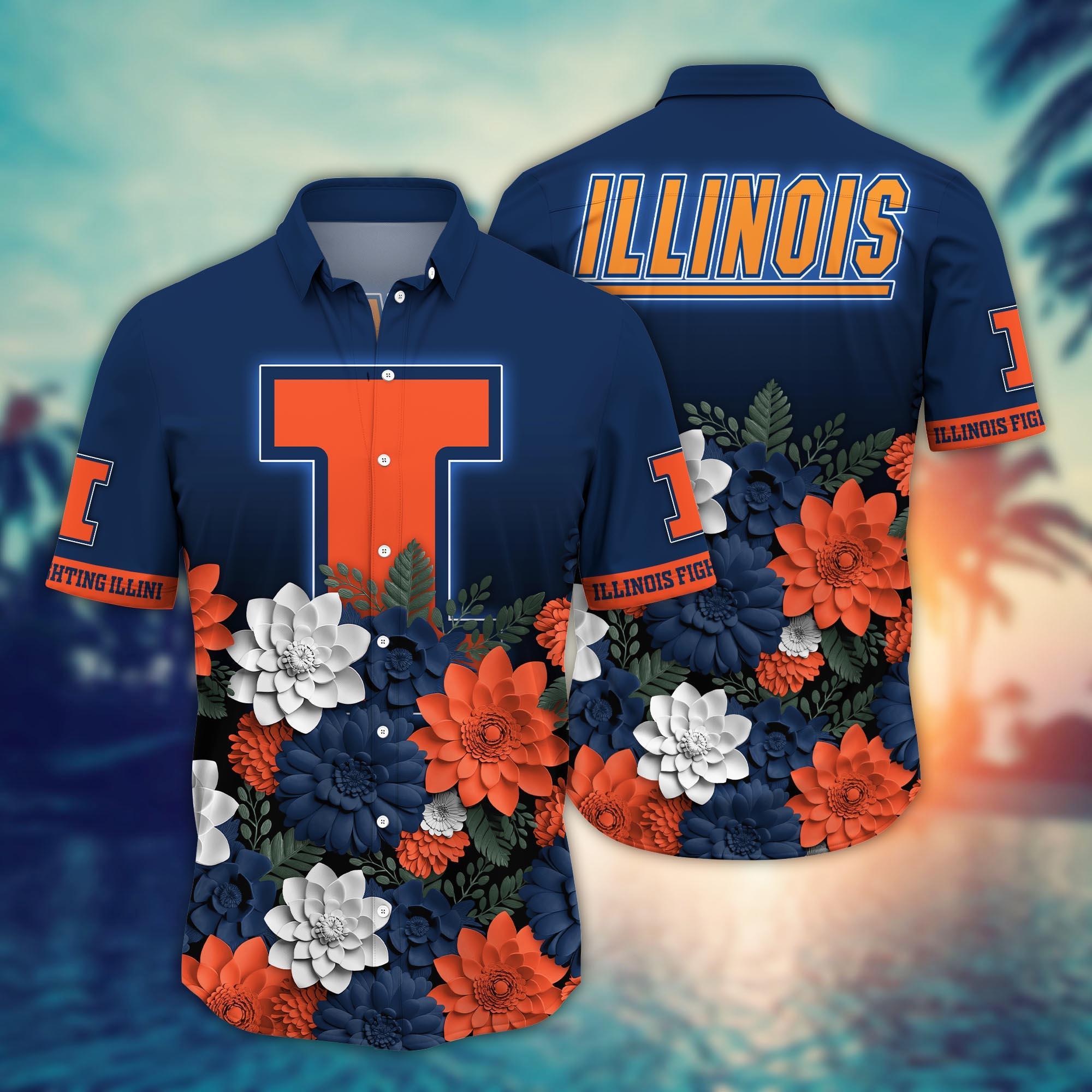 Illinois Fighting Illini NCAA Flower Hawaii Shirt For Fans Ver 27
