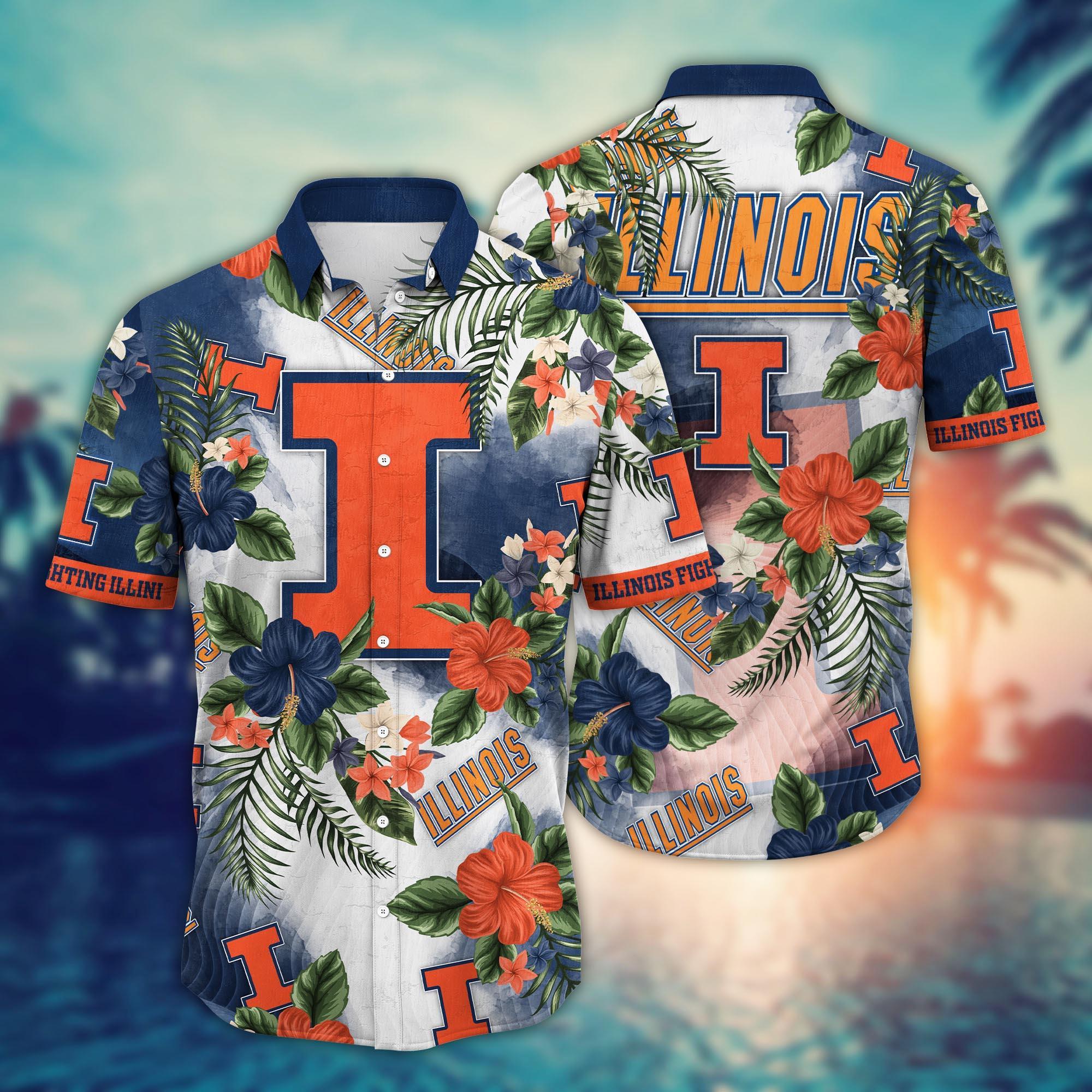 Illinois Fighting Illini NCAA Flower Hawaii Shirt For Fans Ver 29