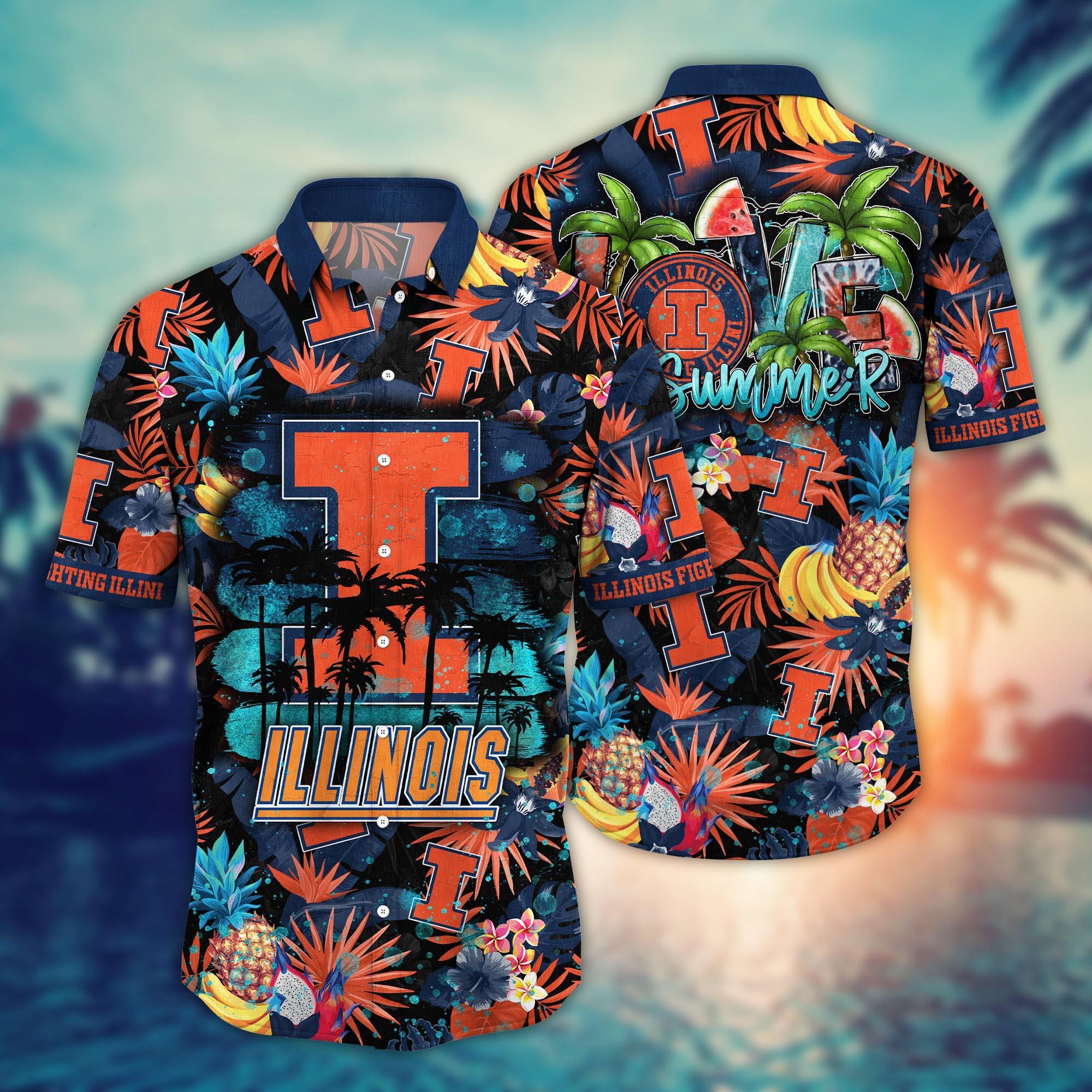 Illinois Fighting Illini NCAA Flower Hawaii Shirt For Fans Ver 32