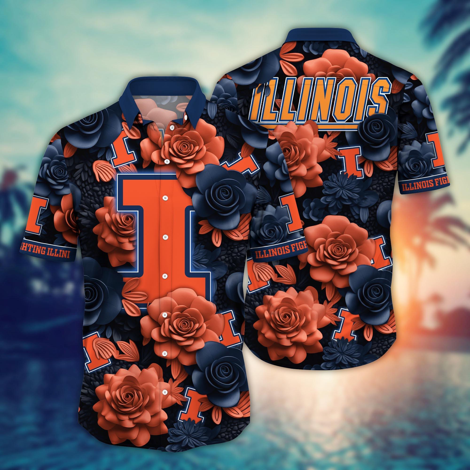 Illinois Fighting Illini NCAA Flower Hawaii Shirt For Fans Ver 4