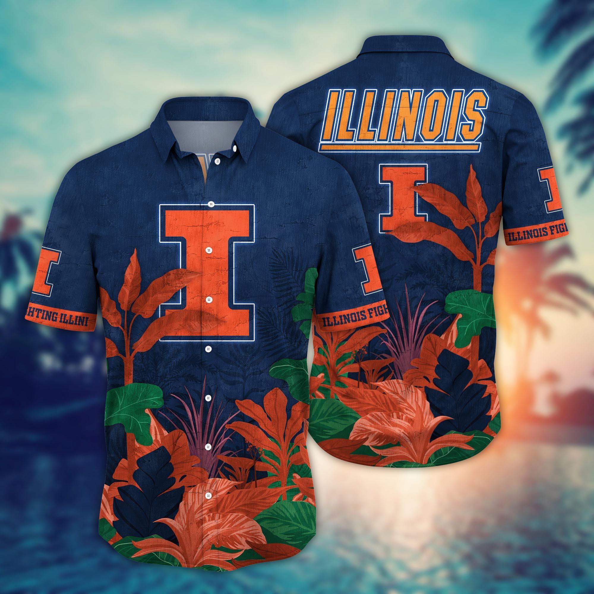 Illinois Fighting Illini NCAA Flower Hawaii Shirt For Fans Ver 6