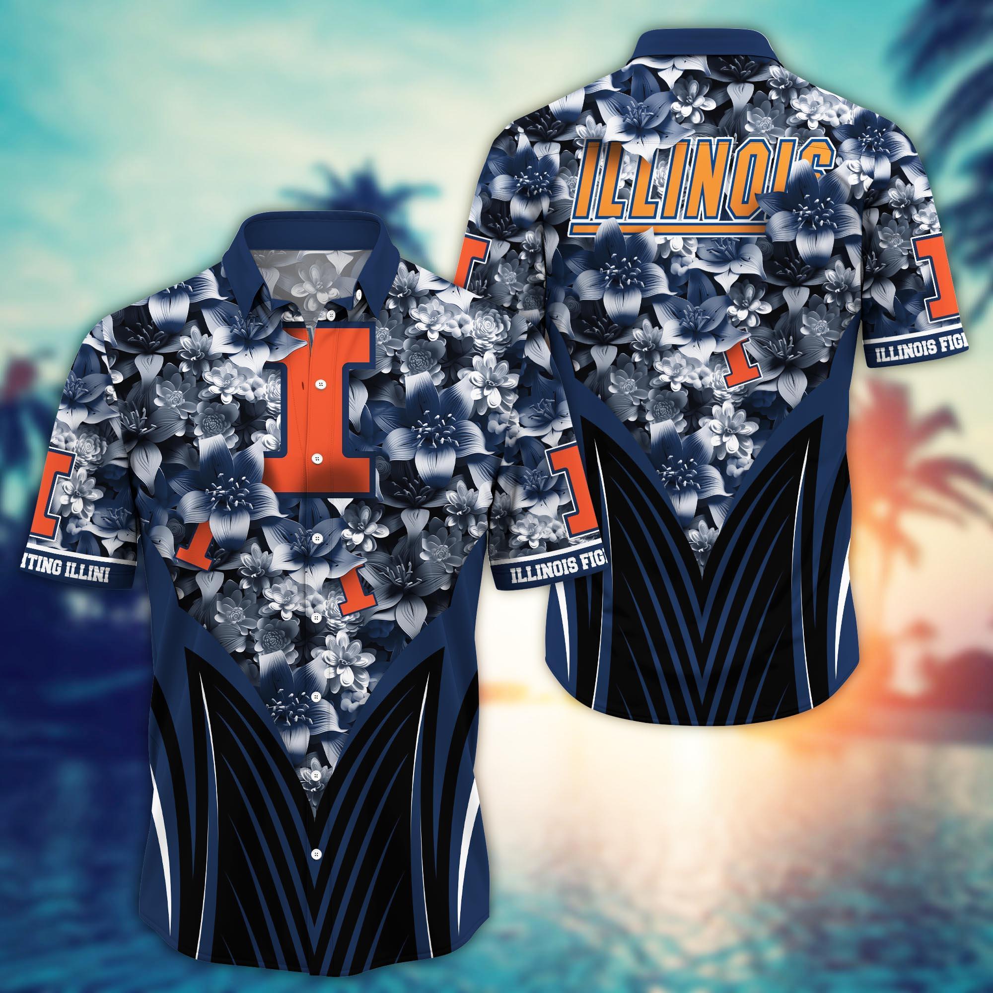 Illinois Fighting Illini NCAA Hawaiian Shirt, Aloha Shirt Ver 1