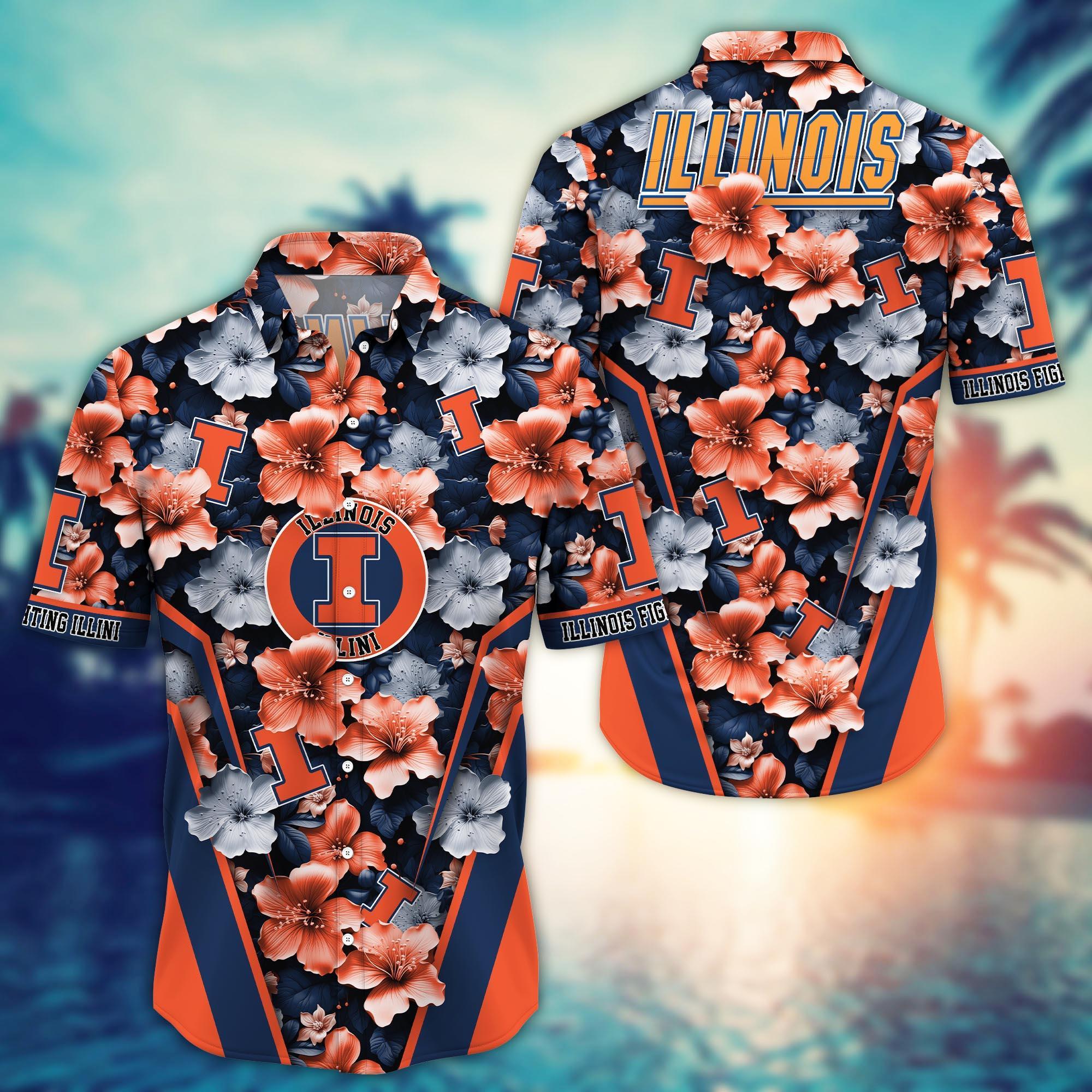 Illinois Fighting Illini NCAA Hawaiian Shirt, Aloha Shirt Ver 2