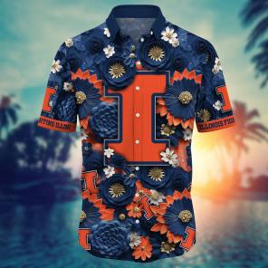 Illinois Fighting Illini NCAA Hawaiian Shirt for This Summer Customize Shirt Any Team