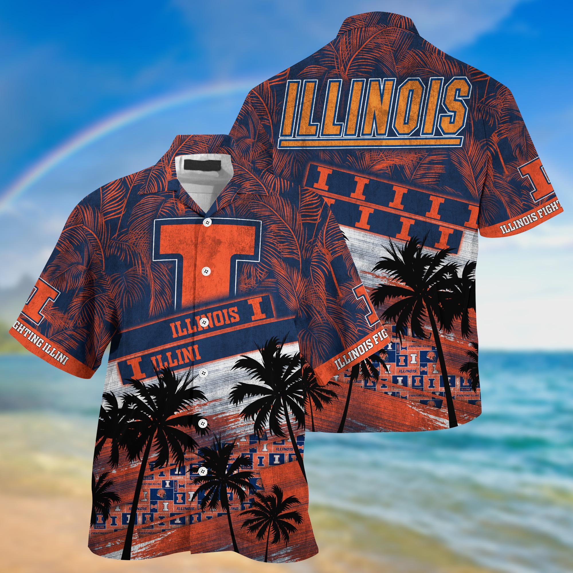Illinois Fighting Illini NCAA Palm Tree Pattern Hawaii Shirt For Sports Fans